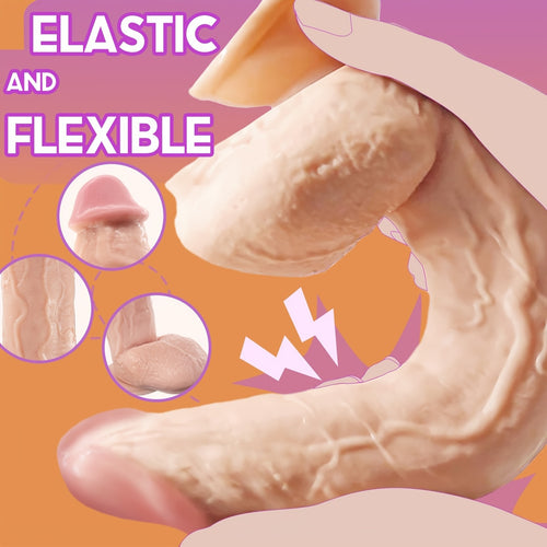12-Inch Realistic Flesh Dildo with Suction Cup - Thick, Lifelike Penis Design for Hands-Free Play, 2.36" Diameter, PVC Material - Ideal Adult Toy for Vagina, Anal, and Butt Stimulation