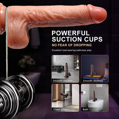 1 4-in-1 Retractable Dildo with Rotation, Heating, and Remote Control - G-Spot Dildo for Vaginal and Anal Stimulation - 8.66 Inch, USB Powered,, and Latex Material, Vibrating Dildo | Remote Controlled Dildo | Dildo