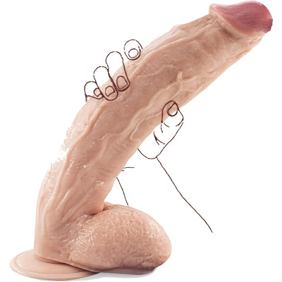 12-Inch Realistic Flesh Dildo with Suction Cup - Thick, Lifelike Penis Design for Hands-Free Play, 2.36" Diameter, PVC Material - Ideal Adult Toy for Vagina, Anal, and Butt Stimulation