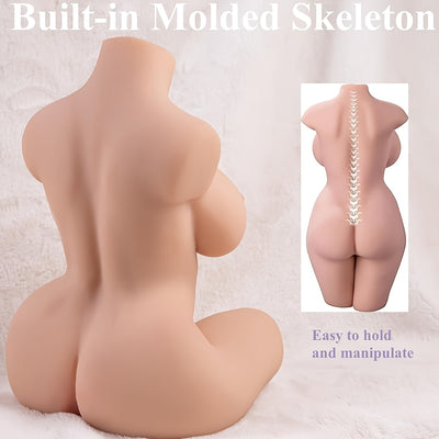 Lifelike Full-Size Male Masturbator Doll with Realistic Body Texture, Flexible Torso, Soft Butt and Large Breasts, Non-Electric TPE Material - 16.93inch Height