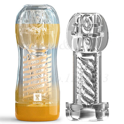 Soft Pussy Aircraft Cup Transparent Vagina Adult Endurance Exercise Vacuum Pocket Spiral Sucking Male Masturbators Toys for Men