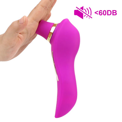 2 in 1 Heating Vagina Stimulation Vibrating Dildo Clitoris Nipple Sucker Vibrator Dual Head Sex Toys For Woman Strong Suction