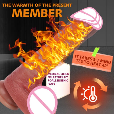 Telescopic Heated Dildo Vibrator Anal Masturbation Sexy Adult Female Male Sex Machine Realistic Rotating Penis Dick Sex Toys