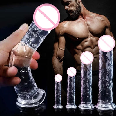 Transparent Realistic Dildo Jelly Penis Suction Cup Dildo Female Masturbator Clitoral Stimulator Big Dick Lesbian Sex Toys
