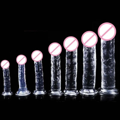 Transparent Dildos Sex Toys Realistic Huge Transparent Jelly Dildo Fake Dick Penis Sucker Butt Plug Sex Toys for Woman