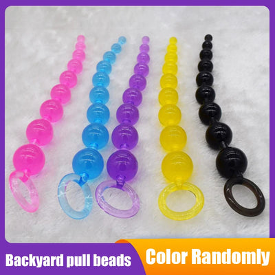 New Soft Rubber Anal Plug Beads Long Orgasm Vagina Clit Pull Ring Ball Butt Toys Stimulator Sex Toys For Adults Women Random 1pc