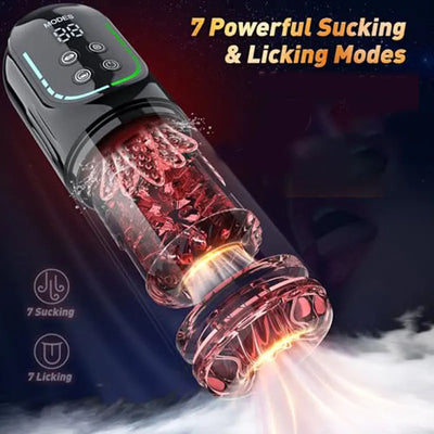 Automatic Thrusting Rotation Male Masturbator Sucking Licking LCD Vacuum Penis Pump Water SPA Real Pocket Pussy Sex Toys for Men
