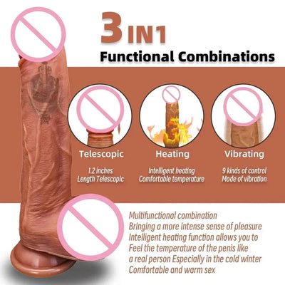 Realistic Dildo Vibrator Telescopic Female APP Remotely Controlled Heating Big Penis Massager Masturbator Adult Sex Toys Women