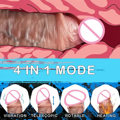 Thrusting Dildo Vibrator 10 Thrusting 10 Vibrating & Heating Modes Double Penetration Anal Plug Adult Sex Toys for Women Men