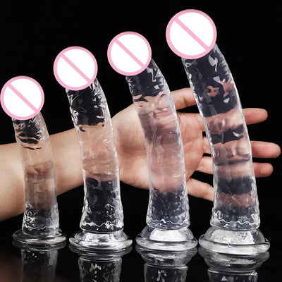 Transparent Realistic Dildo Jelly Penis Suction Cup Dildo Female Masturbator Clitoral Stimulator Big Dick Lesbian Sex Toys