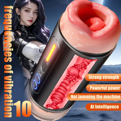 10 Automatic Male Masturbator Blowjob Vaginal Penetration Intelligent Heating Sexy Voice Oral Sex Clamping Vibrator Sex Toy For Men