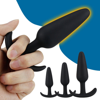 Safe 100%  Silicone Dildo Butt Plug Anal Plugs Unisex Sexy Stopper 3 Different Size Adult Sex Toys for Men/Women Trainer Massager