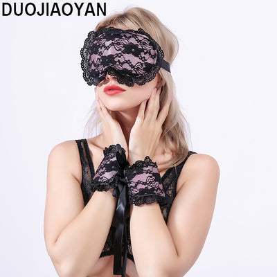 Factory Direct Sales European and American Sexy Lace Goggles with Handcuffs and Bracelets Three Pieces Sexy Lingerie Uniform Accessories Spot