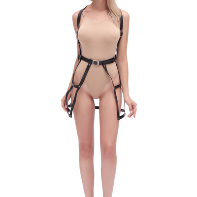 Foreign Trade Europe and The United States Sexy Underwear One-piece Leather Skirt Sexy Bundling PU Hollowed Breasts Cosplay Uniform Seduction