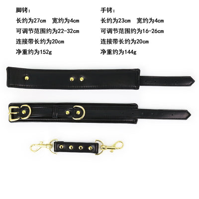 New Bound Leather Handcuffs with Leg Rings Sex Toys Cross Reverse Back Neck Collars Binding Belt