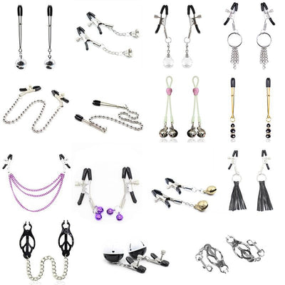 20 Designs BDSM Sex Nipple Clamps SM Bondage Metal Chain Nipple Clips Flirt Sex Toys for Women Fetish Adult Games for Couples