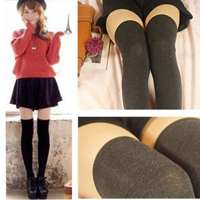 2015 New 4 Colors Fashion Women's Socks Sexy Warm Thigh High Over The Knee Socks Long Cotton Stockings for Girls Ladies Women
