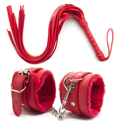 2Pcs/set PU Leather Erotic Handcuffs Ankle Cuff Restraints With Whip BDSM Bondage Slave Sex Toys For Couple Adult Game Flogger