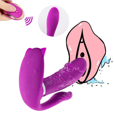 3 Motor Heating Wireless Remote Control Vibration Butterfly Clitoris Vibrator Plug Anus Double Penetration Dildo Sex Toys X557
