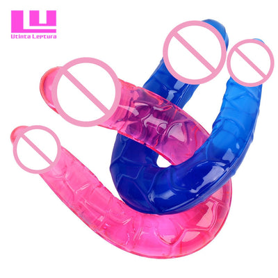 31cm Double Long Soft Jelly Dildo Lesbian Vaginal Anal Plug Massage For Women Realistic Dildos Sex Toys For Woman Gays