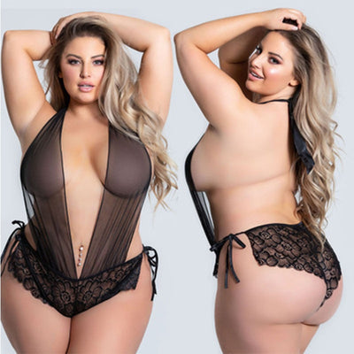 3XL- 5XL Hot Erotic Lace Lingerie for Women Sexy Underwear Porn Babydoll Dress Open Bra Crotch Sexy Lingerie Teddy Plus Size