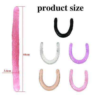 44cm Soft Jelly Dildo Double Long Realistic Dildos Cock Lesbian Vaginal Anal Plug Flexible Fake Penis for Women Dildos Sex Toys