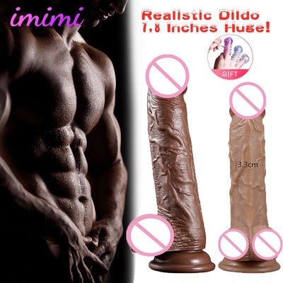 7,8 Inches Dildos Realistic Flesh Brown Dildo for Women Flexible Huge Penis with Textured Shaft & Strong Suction Cup Sex Toys