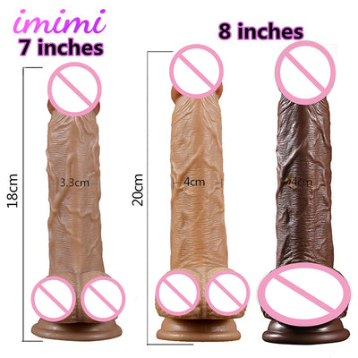 7,8 Inches Dildos Realistic Flesh Brown Dildo for Women Flexible Huge Penis with Textured Shaft & Strong Suction Cup Sex Toys