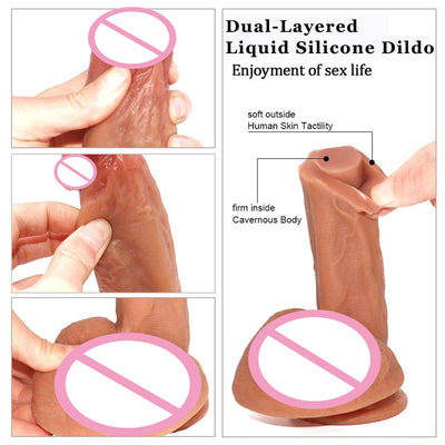 8.46" Skin Realistic Dildo Soft Liquid Silicone Huge Big Penis with Suction Cup Sex Toys for Woman Strapon Female Masturbation