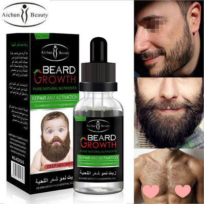 Aichun Beauty Men Moustache Beard Essential Oil Beard Growth Fast Enhance Facial Whiskers NutritionRepair Growth