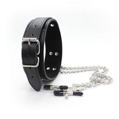 BDSM Bondage Erotic Slave Collar Nipple Clamps Leather Necklace Chain Fetishs Adult Game Role Play Product Sex Toys For Couples
