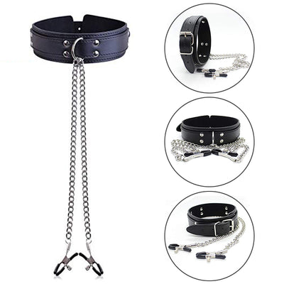 BDSM Bondage Restraint Fetish Collar Chain Collars Collocation Nipple Clamps Sex Toys For Women Adult Games Exotic Accessories