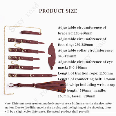 BDSM Set Fetish Bundle Bondage Leather Suit Restraint Femdom Handcuffs Shackles Whip Dog Leash Collar SM slave adult games