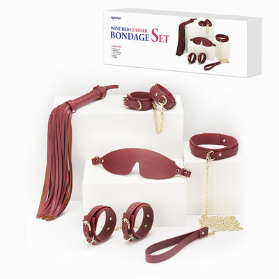 BDSM Set Fetish Bundle Bondage Leather Suit Restraint Femdom Handcuffs Shackles Whip Dog Leash Collar SM slave adult games