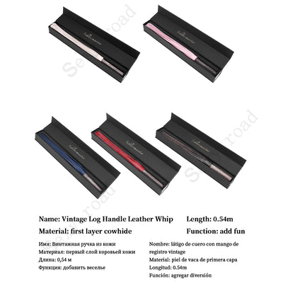 BDSM leather disperse whip retro wooden handle fetish whipping ass whip submissive female femdom toy Adult slave games SM
