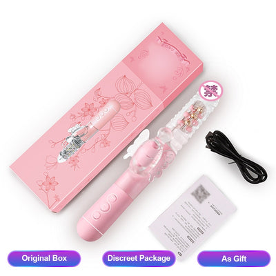 BODYPRO Butterfly Rabbit Vibrator with Telescopic Beads G Spot Vaginal Dildo Massager Clitoris Stimulator Adults Sex Toys