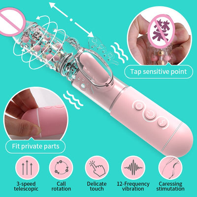 BODYPRO Butterfly Rabbit Vibrator with Telescopic Beads G Spot Vaginal Dildo Massager Clitoris Stimulator Adults Sex Toys