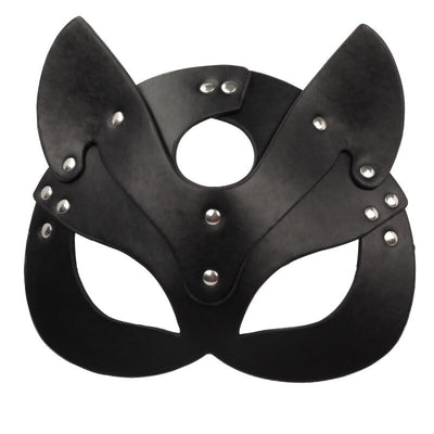Black Leather Catwoman Cosplay Mask Bdsm Fetish Sex Toys Erotic Mask with BDSM Collar Women Halloween Masquerade Party Mask