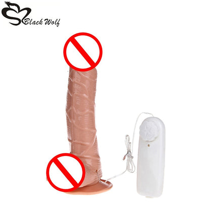 Black Wolf 19cm Huge Dildo, Super Soft Silicone Speed Big Dildo Vibrator, realistic penis with suction cup, sex toys for woman