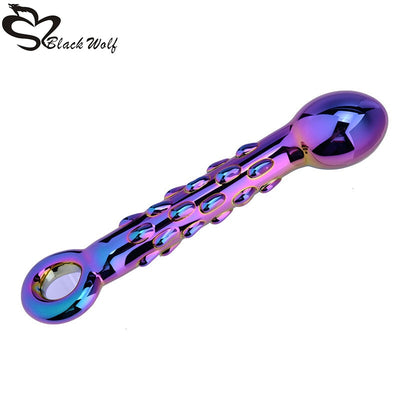 Black Wolf 18x4,3 Cm Female Masturbator New Realistic Glass Dildo Glass Penis Huge G-spot Crystal Dildos Anal Toys