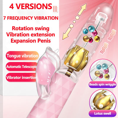 Butterfly Vibrator Telescopic Rotating Beads Vibrating AV Magic Wand G Spot Dildo Rabbit Vibrator Masturbator Sex Toys for Women