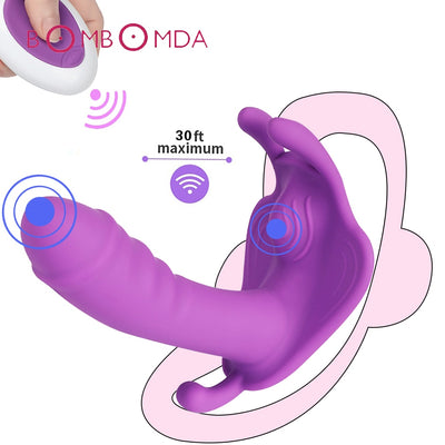 Butterfly Wearable Panties Dildo Vibrator for Women Masturbator G Spot Clitoris Stimulator Remote Control Panties Adult Sex Toys