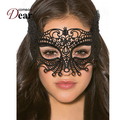 Comeondear Sex Product For Women Black Lace Eye Mask Hollow Out Halloween Cosplay Sex Mask Blindfold Blinder Bdsm 1PC CA80608