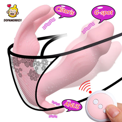 DopaMonkey Wearable Dildo G Spot Clitoris Stimulator Wireless Remote Control  Butterfly Vibrator Panties Strap on Dildo Vibrator