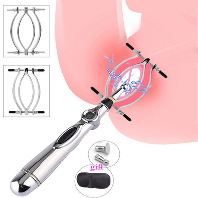 Electric Shock Vagina Pen Labia Clip Sex Nipple Clamp Nipple Clit Stimulator Vagina Speculum SM Bondage Shame Female Flirt Toys