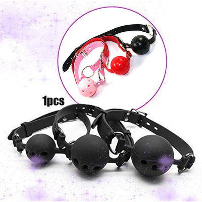 Erotic Accessories Sexy 4 Colors Leather Silicone Gag Ball Open Mouth Adult Sexual Games Bdsm Sex Toys for Woman Slave Bondage