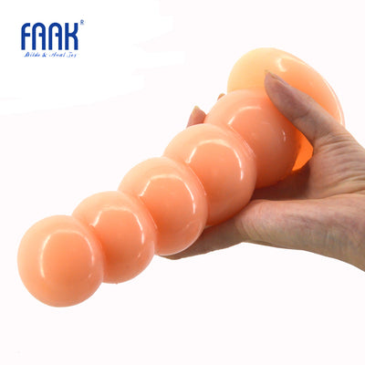 Beads Big Anal Plug 7.8" Long Anus Massage 5 Balls Butt Plug with Suction Cup Anal Sex Toys for Women Man Stuffed Stopper