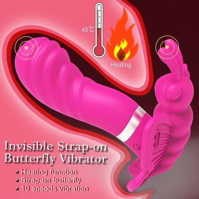 Female Wear Butterfly Dildo Vibrator for Women Silicone Heating Vibrating Egg Masturbation G Spot Adult Game Sex Toys for Woman
