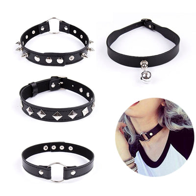 Fetish Slave Bondage Neck Collar PU Leather Punk Rivets Necklace BDSM Bondage Restraints Sex Collar Erotic Accessories