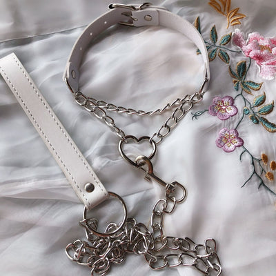 Gothic Heart-shaped Collar chain choker harajuku BDSM Collar,Sexy Leash ring steel chain slave Bondage Toys For lover role play